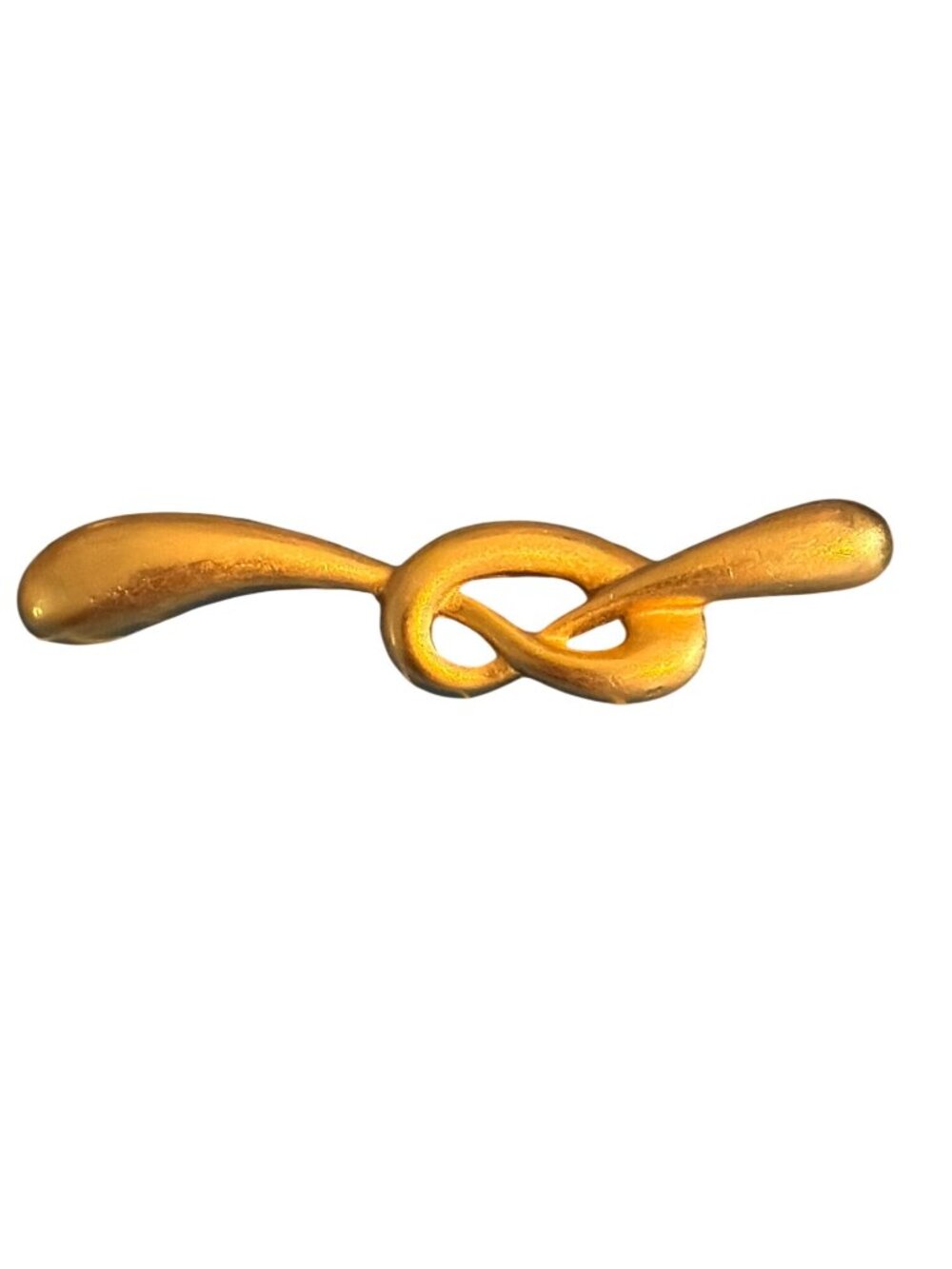 Vintage Matte Gold Tone Lovers Knot Pin Brooch Infinity Elegant 3" Estate 13.47g